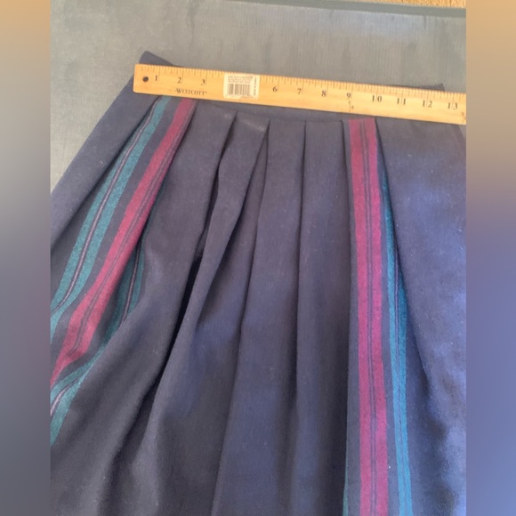 Personal Womens Vintage A Line Skirt 12 Blue Pleated Lined Pockets Preppy Maxi - Picture 10 of 12